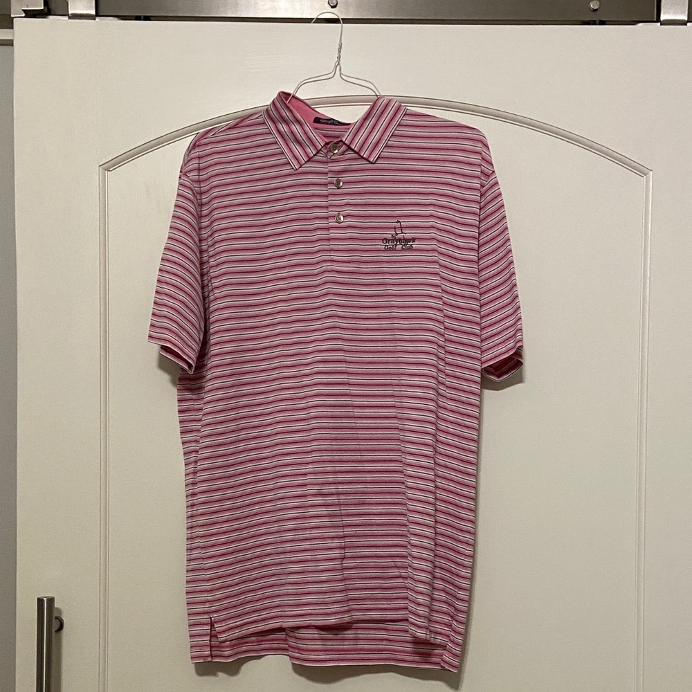 Classic Striped Polo Shirt in Pink by [Brand]
